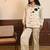 Beige georgette satin coord set
