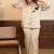 Beige georgette satin coord set