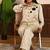Beige georgette satin coord set