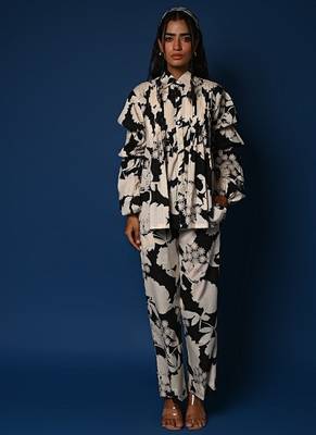 Black & white printed shirt coord 4
