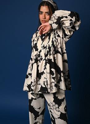Black & white printed shirt coord 5