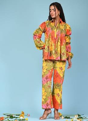 Multicolour printed shirt  coord 1