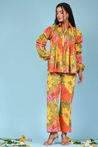 Multicolour printed shirt  coord