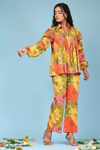 Multicolour printed shirt  coord