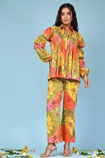 Multicolour printed shirt  coord
