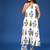 White blue cotton handblock a-linecoord