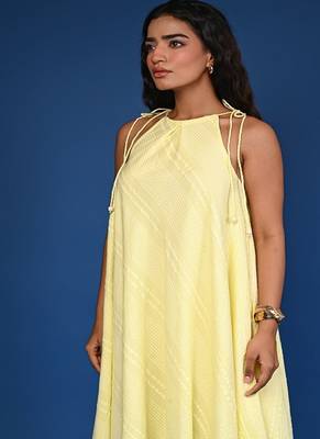 Yellow dobby cotton coord set 2