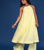 Yellow dobby cotton coord set