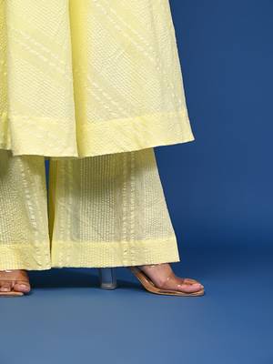 Yellow dobby cotton coord set 4