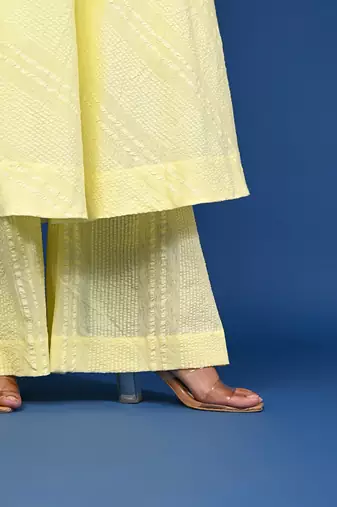 Yellow dobby cotton coord set