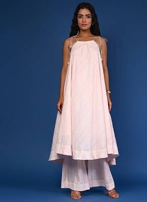 Peach dobby cotton coord 1