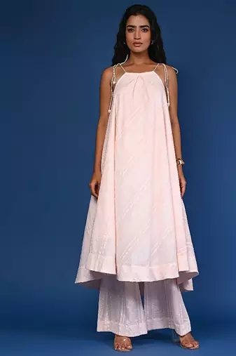 Peach dobby cotton coord