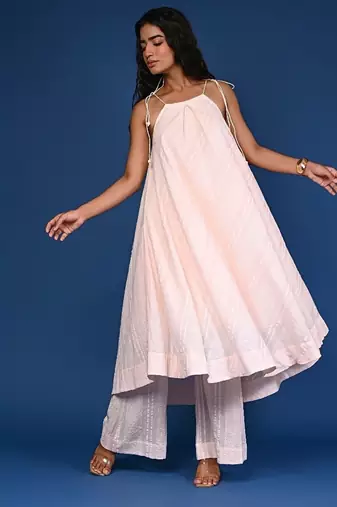 Peach dobby cotton coord