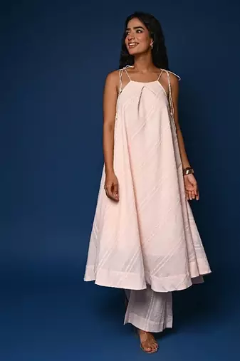 Peach dobby cotton coord