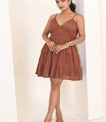 Brown cotton crepe dress