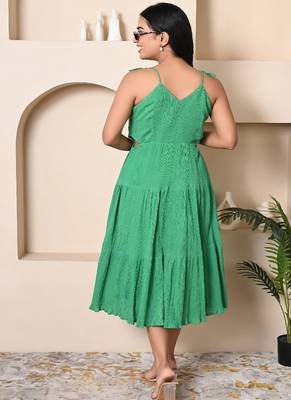 Green cotton crepe dress 2