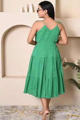 Green cotton crepe dress