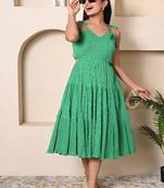 Green cotton crepe dress