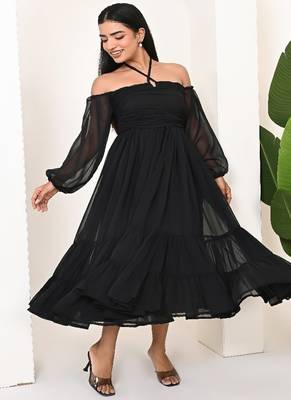 Black georgette dress 1
