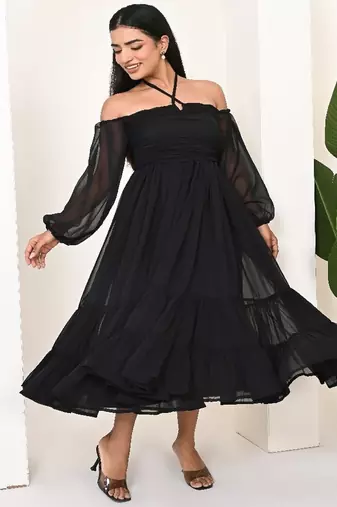Black georgette dress