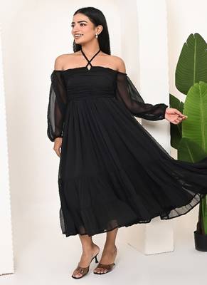 Black georgette dress 3