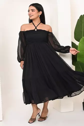 Black georgette dress