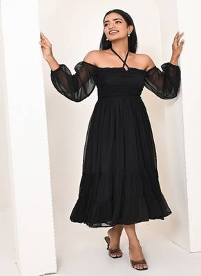 Black georgette dress 4