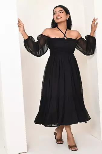 Black georgette dress