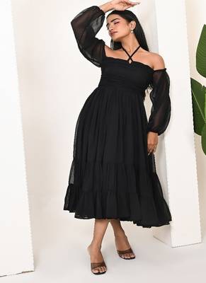 Black georgette dress 5
