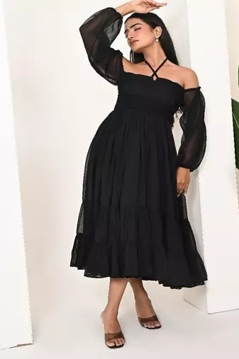 Black georgette dress