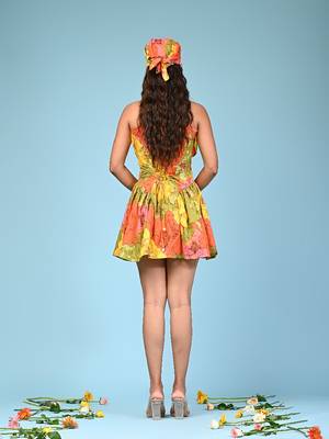 Multicolour printed cotton corset dress 2