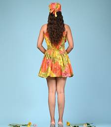 Multicolour printed cotton corset dress