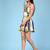Off-white & blue printed cotton corset dress
