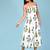White block print cotton tube maxi-dress