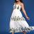 White block print tiered cotton maxi-dress