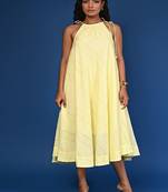 Yellow dobby cotton dress