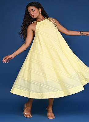 Yellow dobby cotton dress 2
