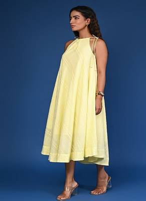 Yellow dobby cotton dress 3