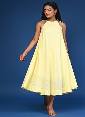 Yellow dobby cotton dress 4
