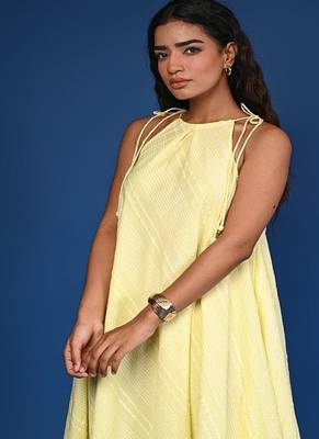 Yellow dobby cotton dress 5
