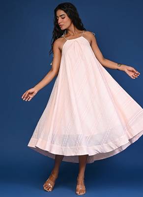 Peach dobby cotton dress 2