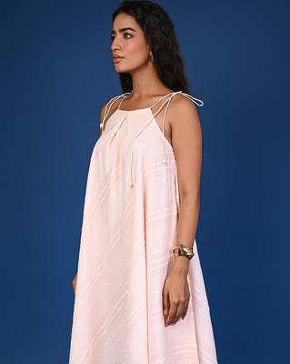 Peach dobby cotton dress 5