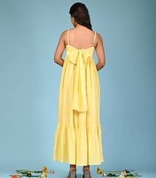 Butter yellow tiered cotton maxi-dress