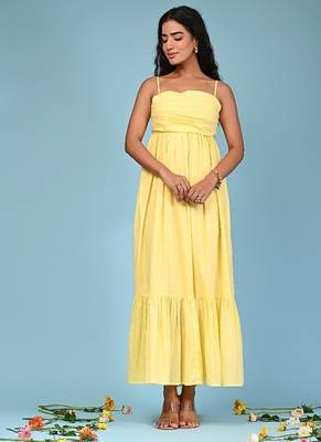 Butter yellow tiered cotton maxi-dress 5