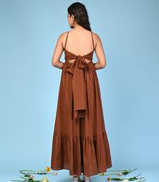 Brown tiered cotton maxi-dress