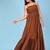 Brown tiered cotton maxi-dress