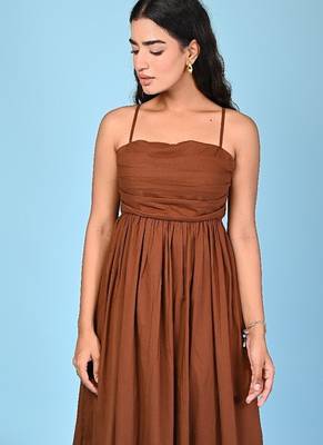 Brown tiered cotton maxi-dress 4