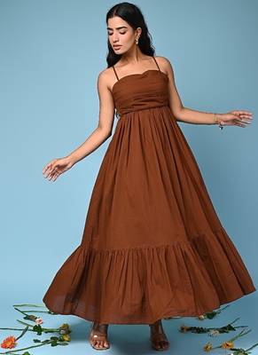 Brown tiered cotton maxi-dress 5