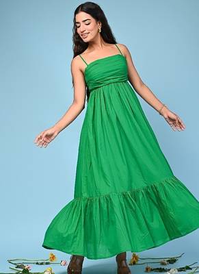 Green tiered cotton maxi-dress 2