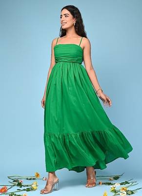 Green tiered cotton maxi-dress 3